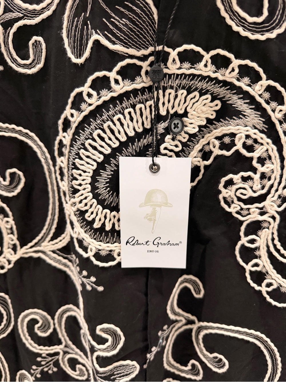 Robert Graham Imbriglio Shirt Mens 2XL Black Embroidered Paisley NWT $298 Classi - Picture 3 of 9